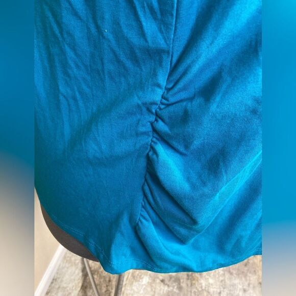 Talbots BNWT Turquoise V neck Long Sleeve Top w/ side ruching for better fit - Picture 2 of 6